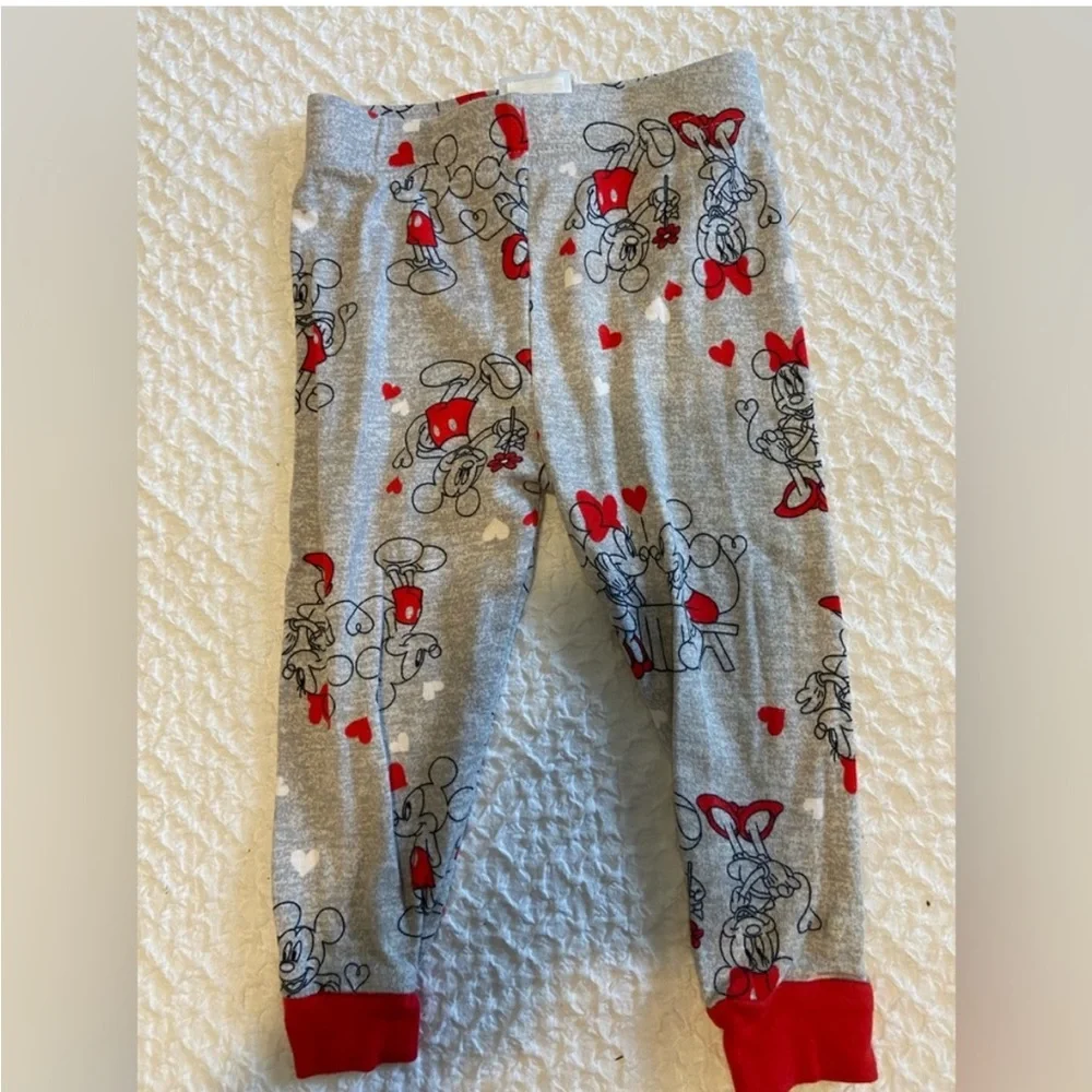 Disney Mickey & Minnie Mouse All Over Print Gray Red Toddler Pajama Pants Size 2